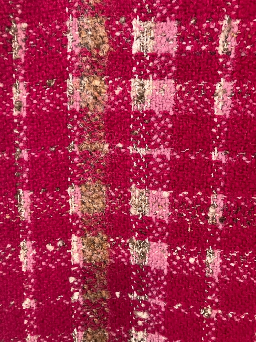 VTG Upholstry Weight Red Plaid Boucle Woven Fabric Piece Remnant 58inx 40.74in - Picture 4 of 4